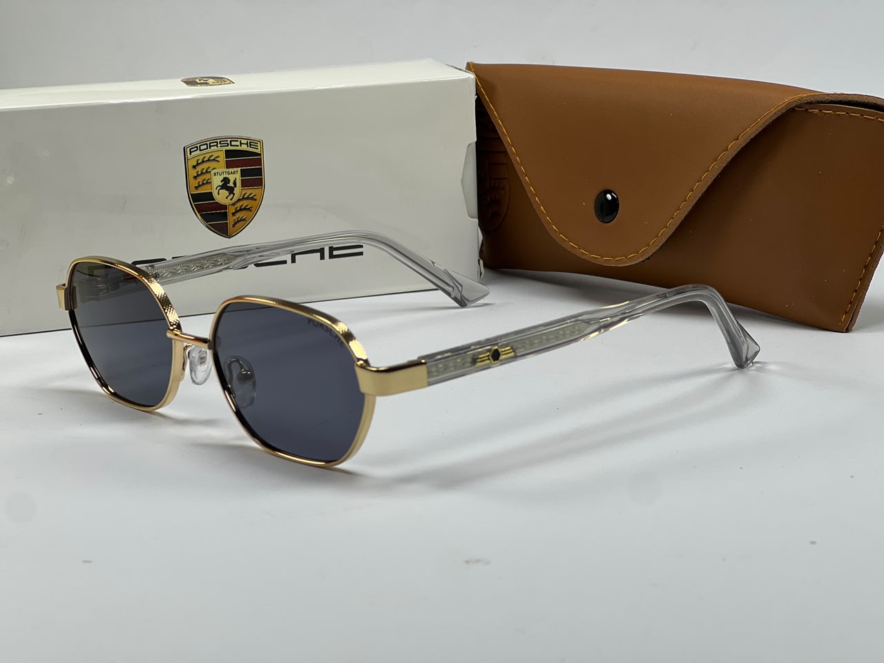 Porsche Design Premium Oval Sunglasses – Metal Frame with Case & Box
