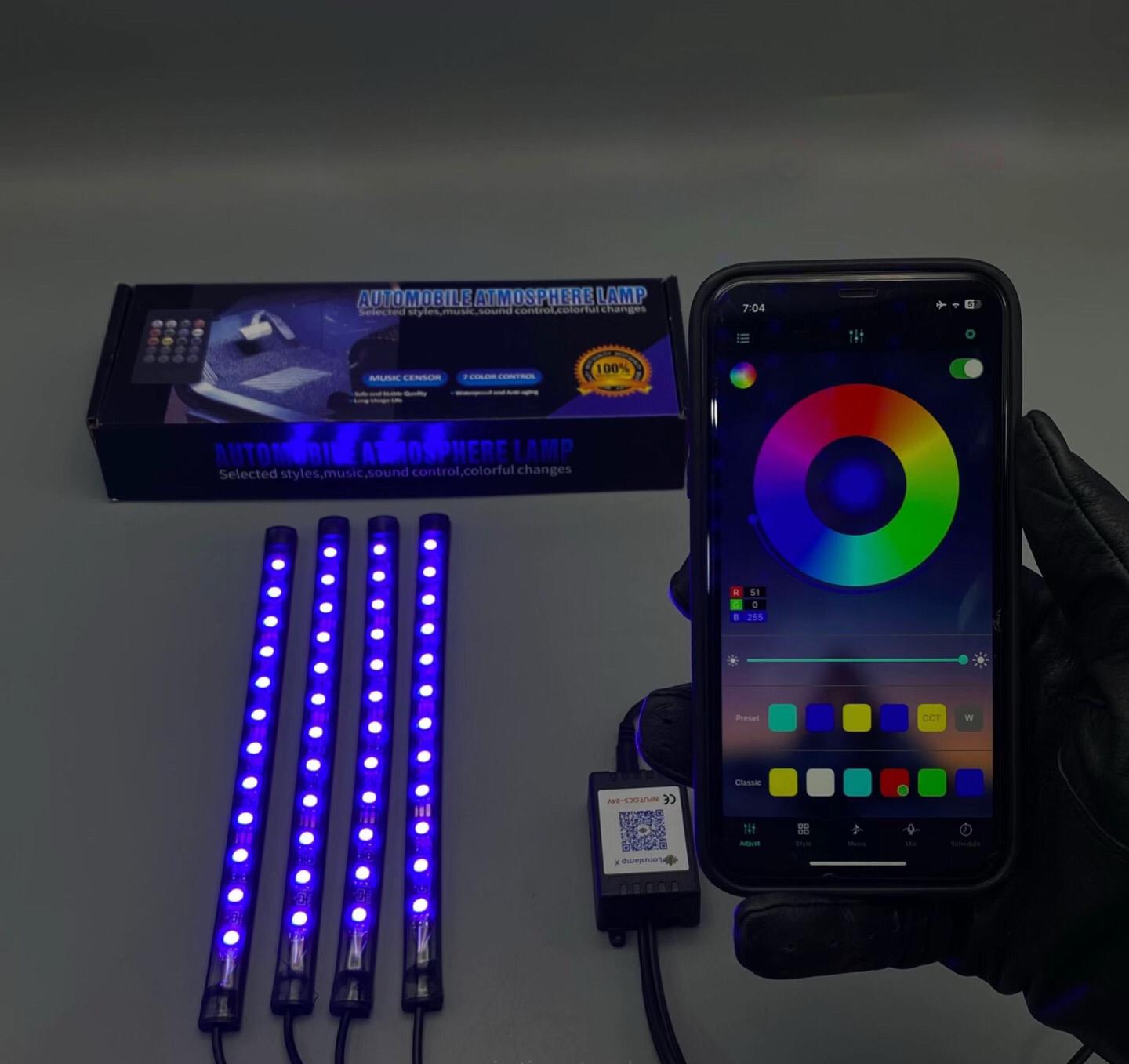 ATMOSPHERE LIGHTS FOR BIKE (125,CD70) BLUETOOTH CONNECTION WITH MOBILE