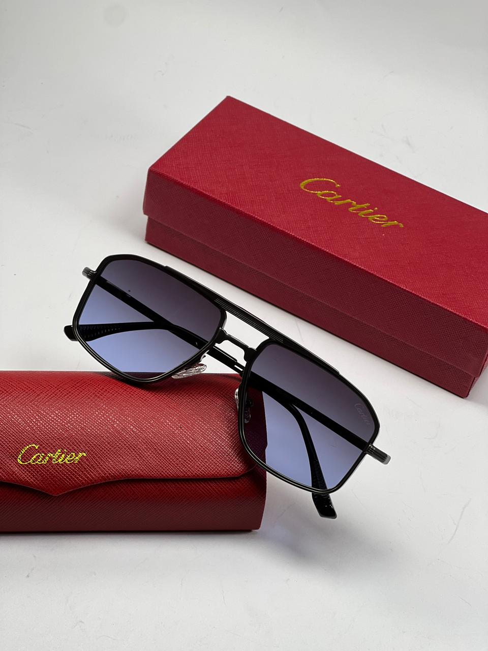 Cartier Premium Aviator Sunglasses – Metal Frame with Case & Box