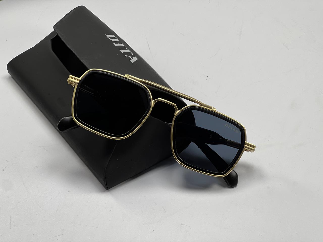 DITA Premium Square Sunglasses – Double Bridge Metal Frame with Case & Box
