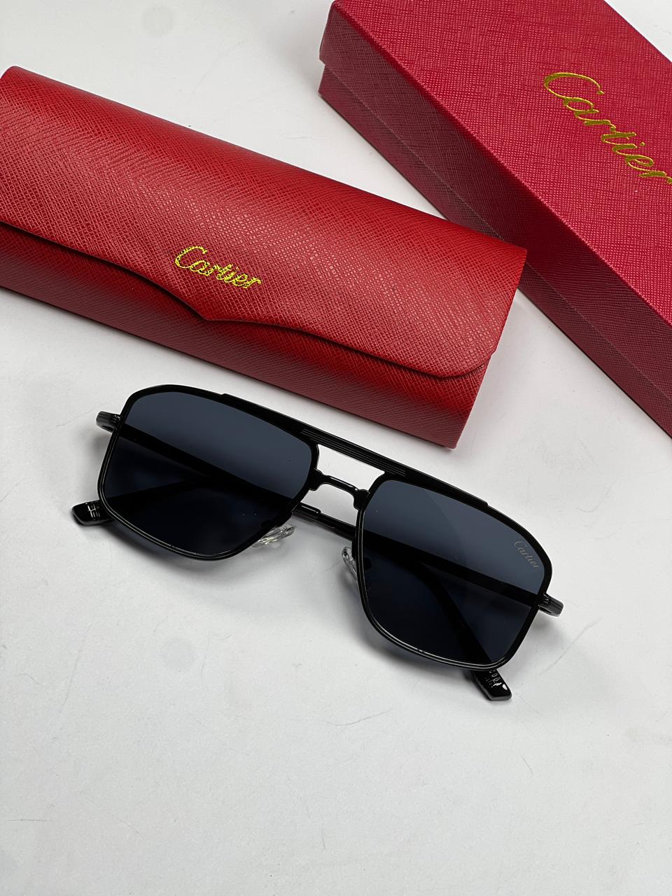 Cartier Premium Aviator Sunglasses – Metal Frame with Case & Box