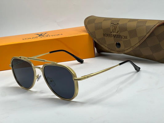 Louis Vuitton Premium Aviator Sunglasses – Double Bridge Metal Frame with Damier Case & Box