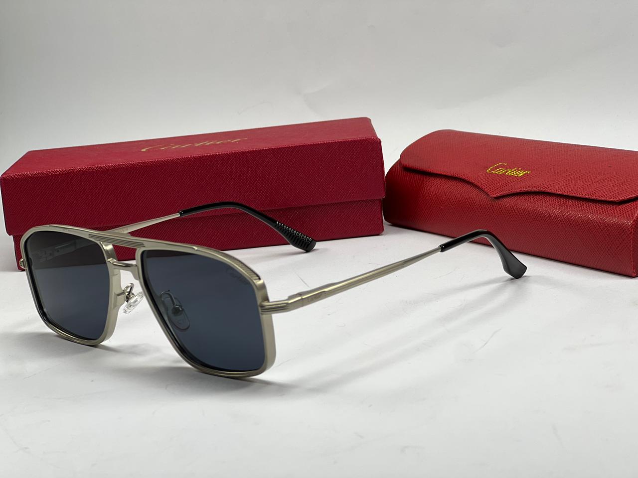 Cartier Premium Aviator Sunglasses – Metal Frame with Case & Box