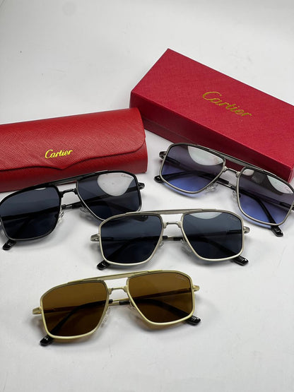 Cartier Premium Aviator Sunglasses – Metal Frame with Case & Box