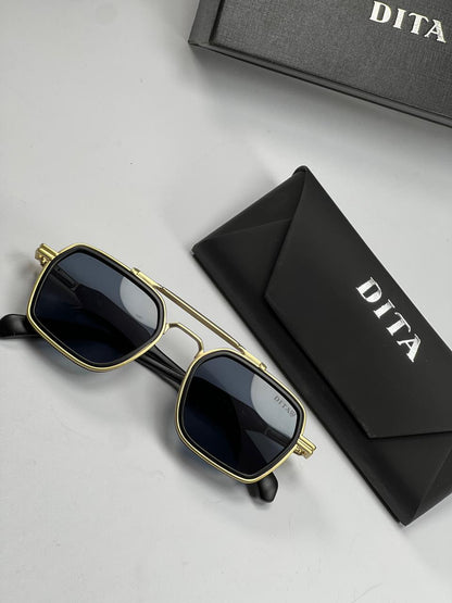 DITA Premium Square Sunglasses – Double Bridge Metal Frame with Case & Box