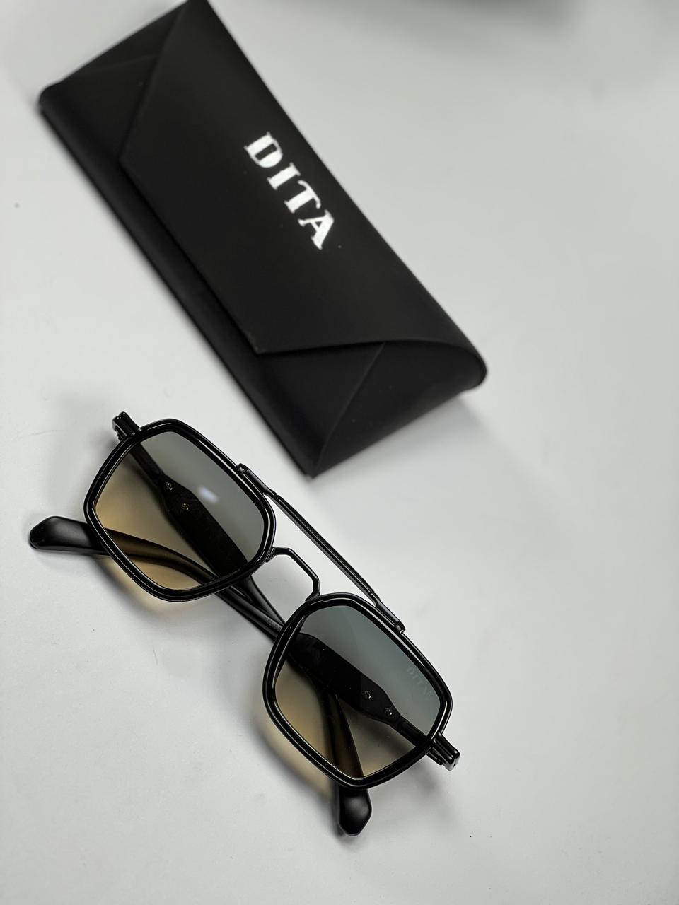 DITA Premium Square Sunglasses – Double Bridge Metal Frame with Case & Box