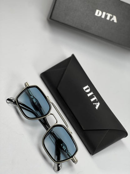 DITA Premium Square Sunglasses – Double Bridge Metal Frame with Case & Box