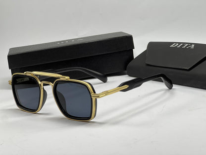 DITA Premium Square Sunglasses – Double Bridge Metal Frame with Case & Box