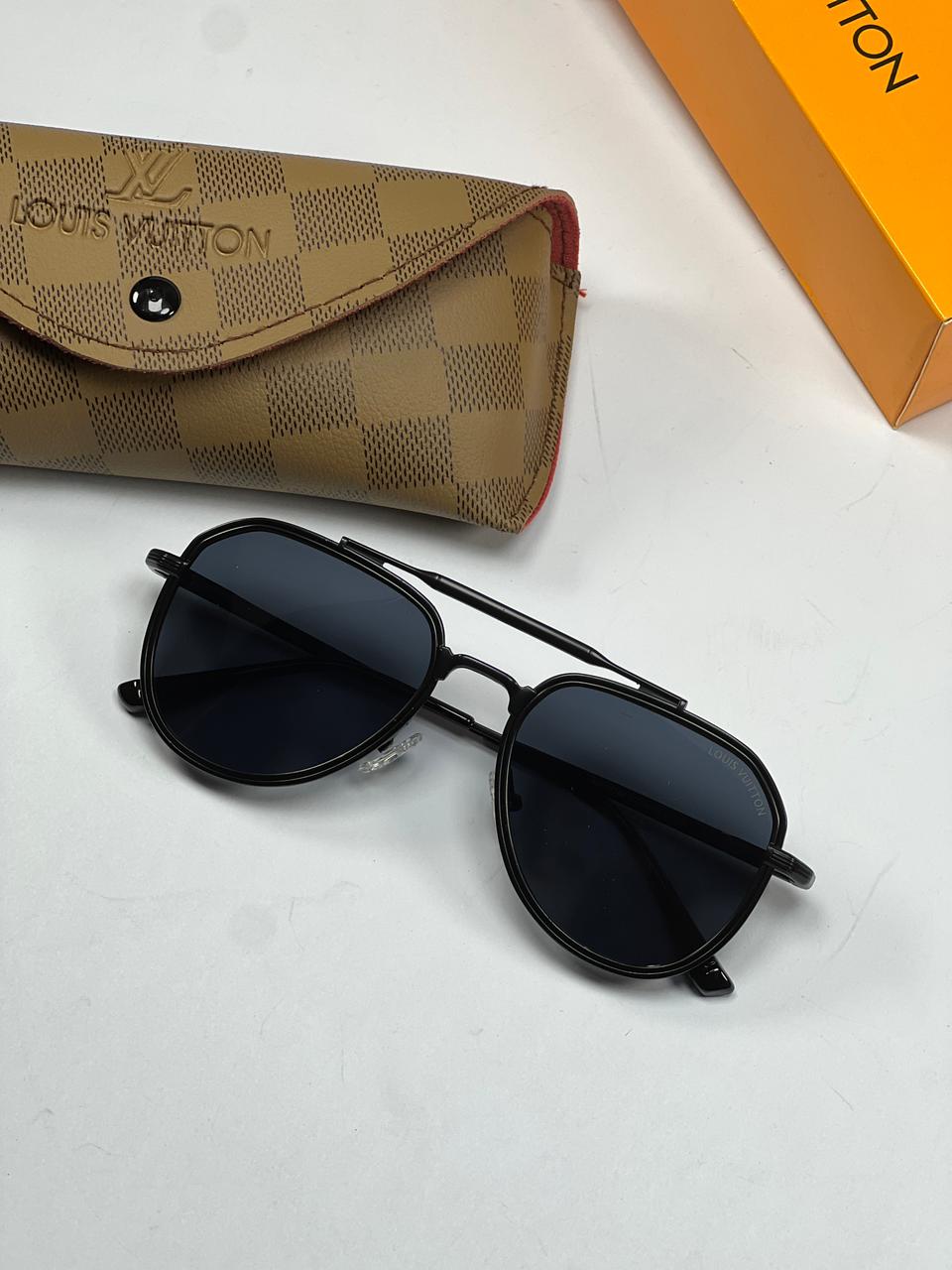 Louis Vuitton Premium Aviator Sunglasses – Double Bridge Metal Frame with Damier Case & Box