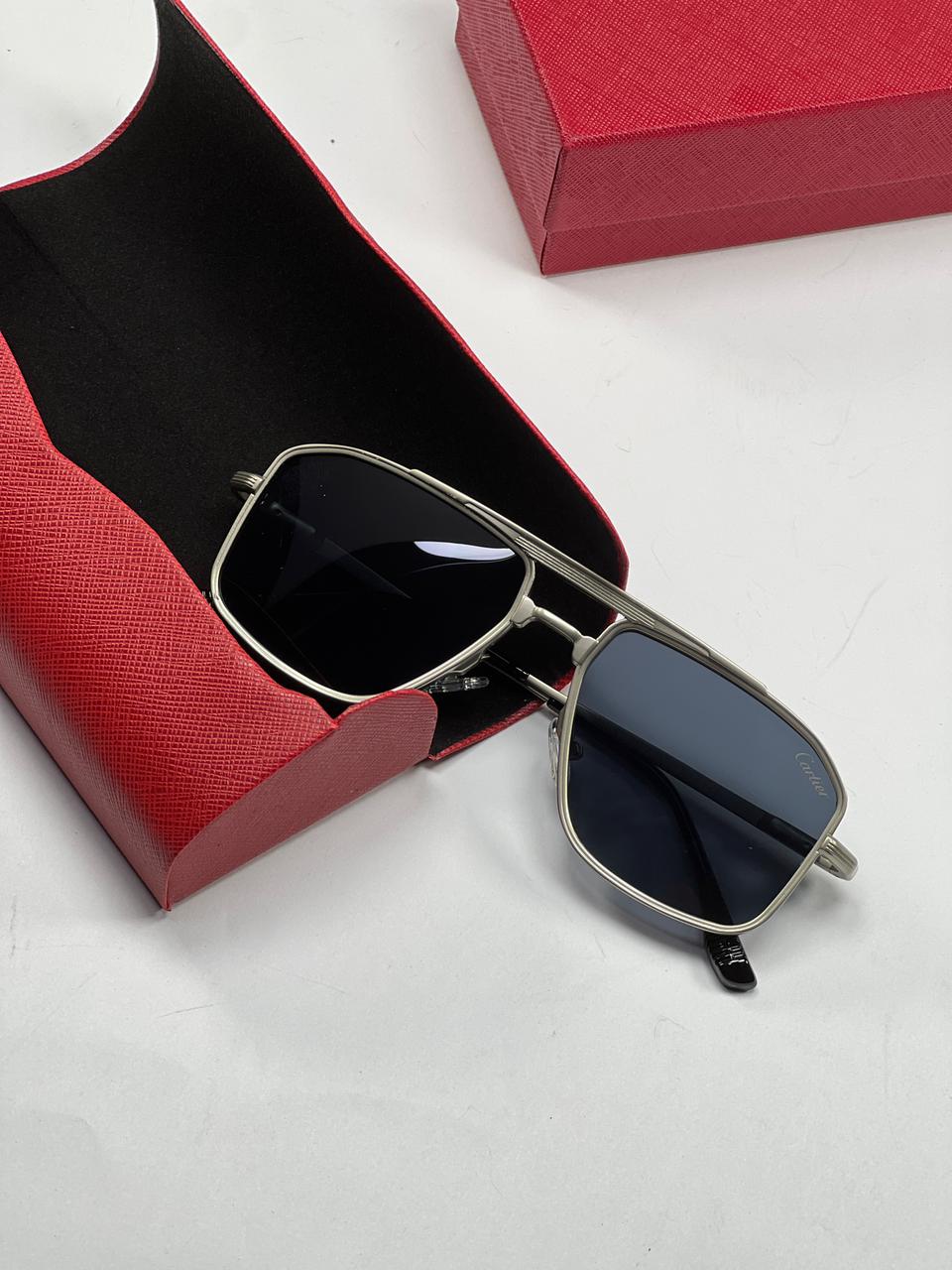 Cartier Premium Aviator Sunglasses – Metal Frame with Case & Box