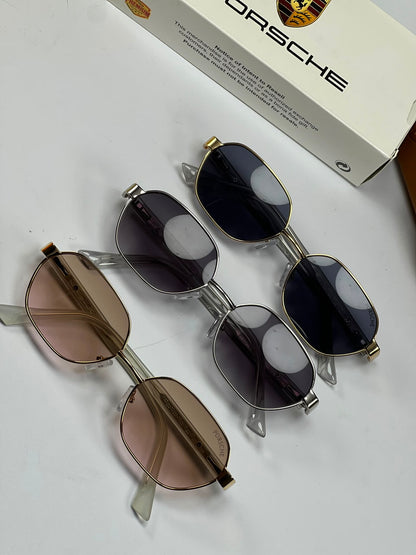 Porsche Design Premium Oval Sunglasses – Metal Frame with Case & Box