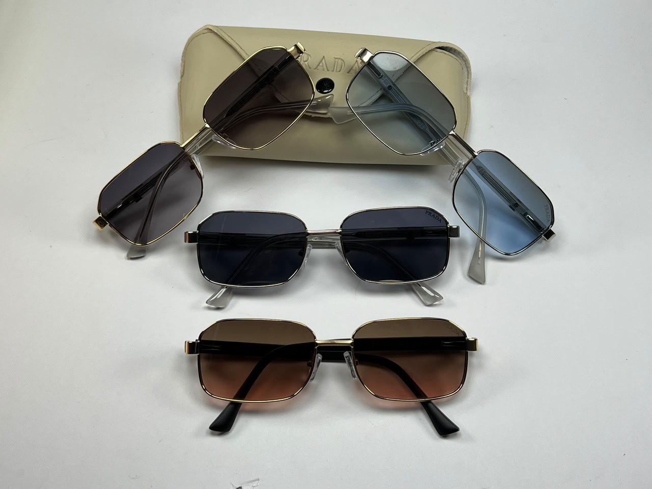Prada Premium Square Sunglasses – Metal Frame with Case & Box