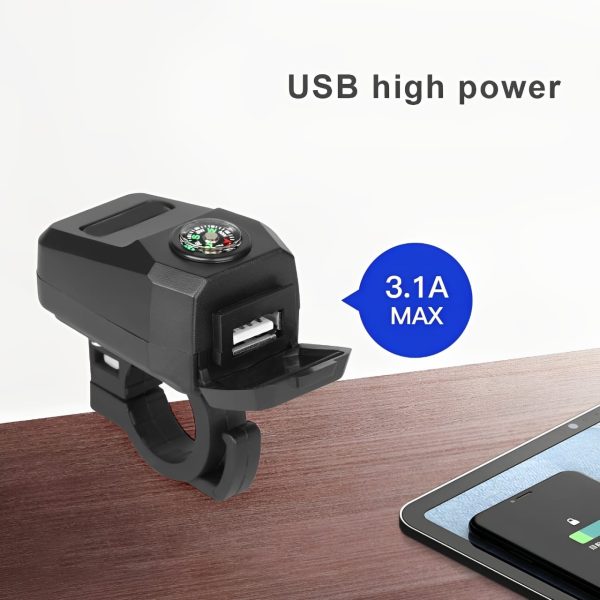 Motorcycle Usb Charger With Compass –