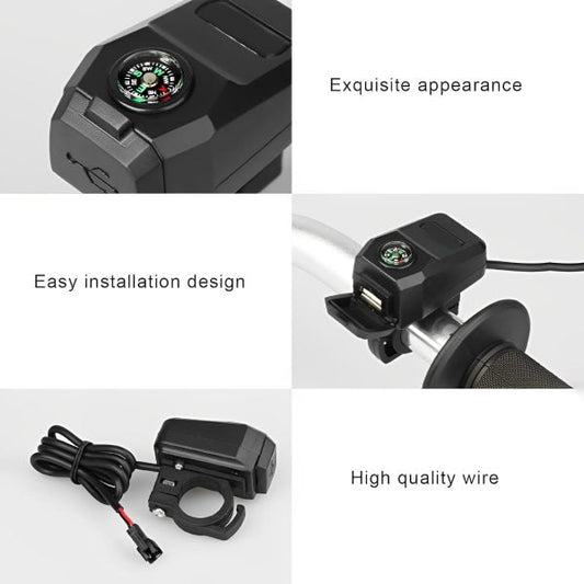 Motorcycle Usb Charger With Compass –